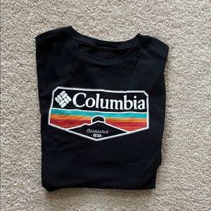 Columbia Black Tee with Vibrant Stripe Design